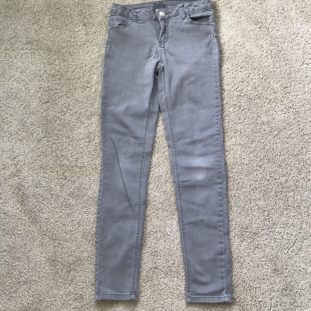 Justice kids 14 slim super skinny gray pants